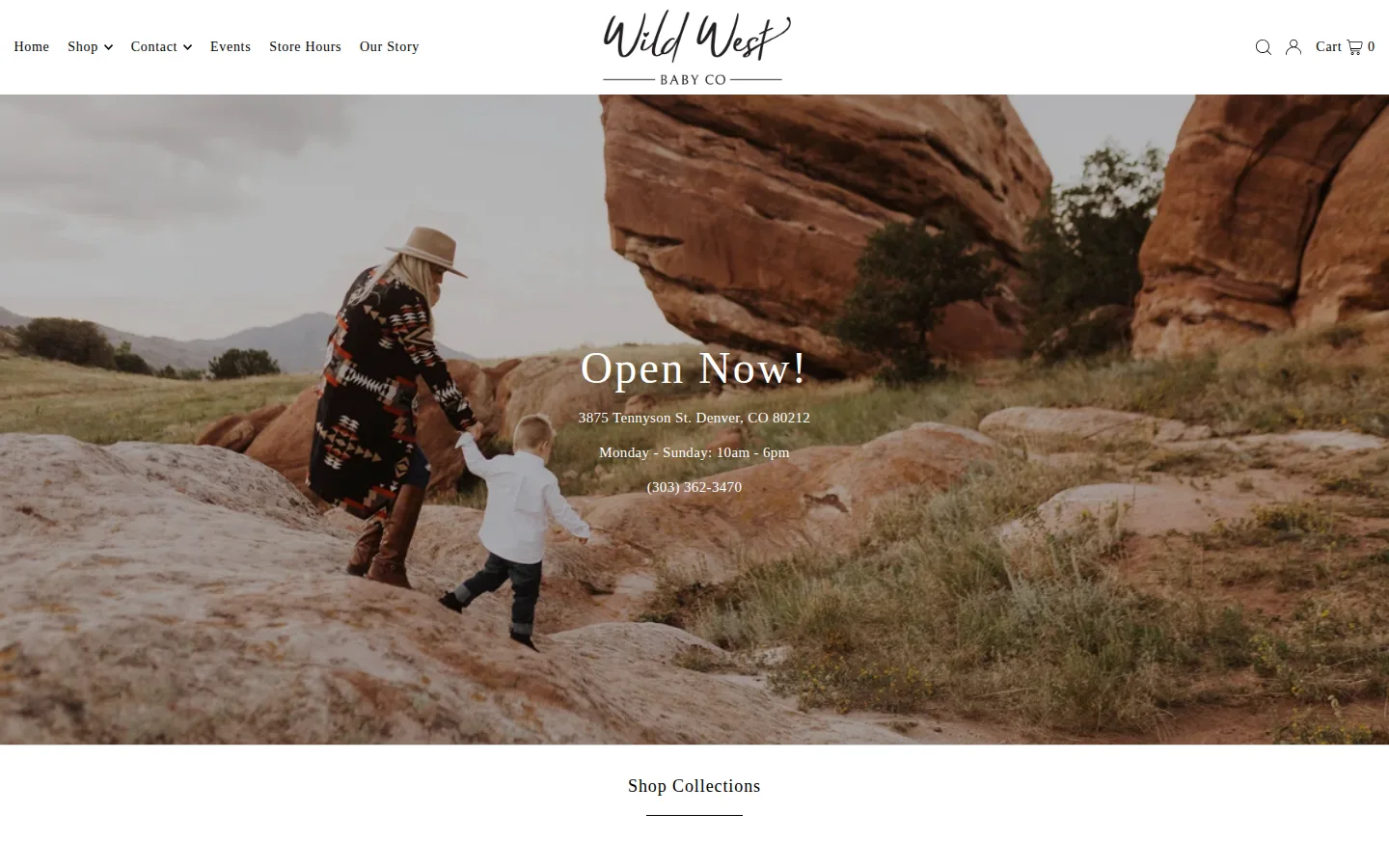 Captured website of Wild West Baby Co