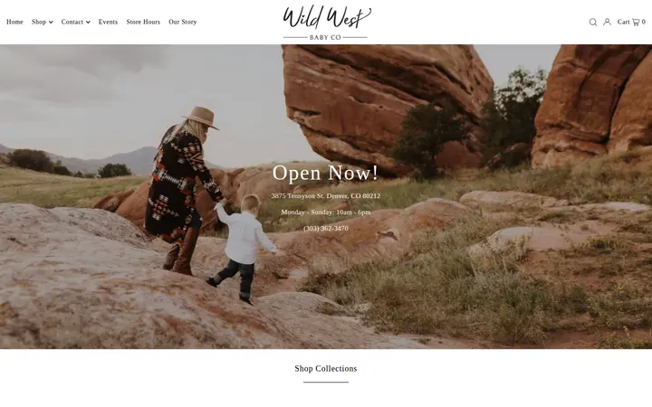 Website of Wild West Baby Co