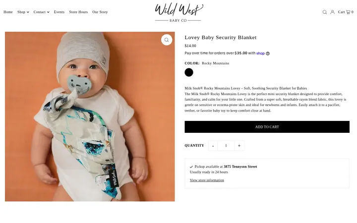 /collections/baby-accessories/products/lovey-baby-security-blanket — Wild West Baby Co