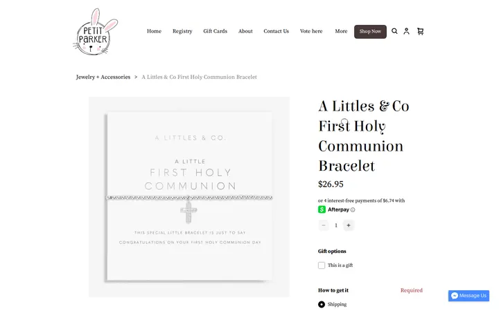 /product/a-littles-co-first-holy-communion-bracelet/IZSPSVCHBMZYKT2XSIW36Z24 — Petit Parker + Co