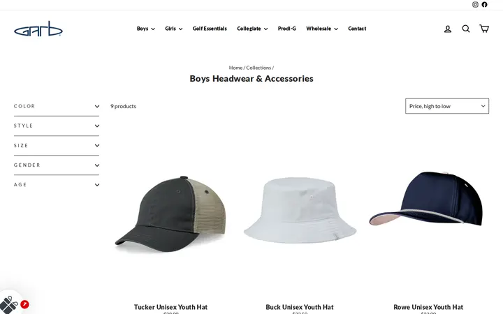 /collections/boys-headwear-and-accessories — Garb Inc