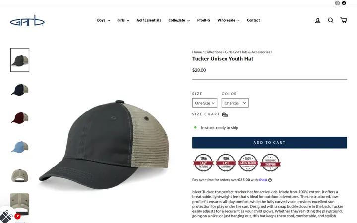 /collections/girls-headwear-and-accessories/products/tucker-unisex-youth-hat — Garb Inc