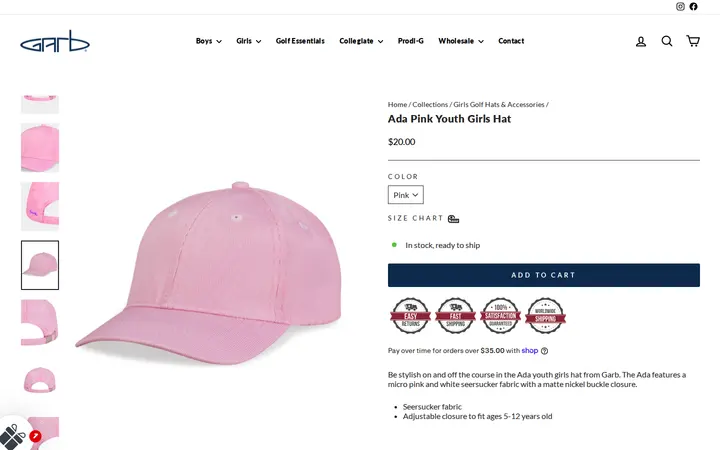 /collections/girls-headwear-and-accessories/products/ada-pink-youth-girls-hatt — Garb Inc