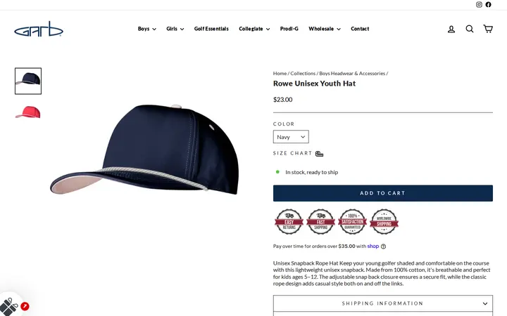 /collections/boys-headwear-and-accessories/products/rowe-unisex-youth-hat — Garb Inc