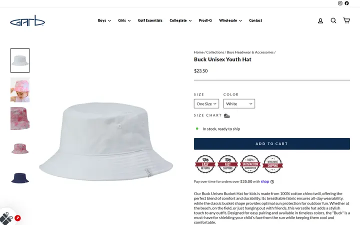 /collections/boys-headwear-and-accessories/products/buck-unisex-youth-hat — Garb Inc