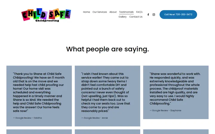 /testimonials — Child Safe Childproofing