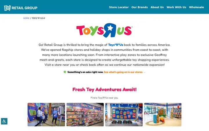 Website of Toys"R"Us at Denver Premium Outlets