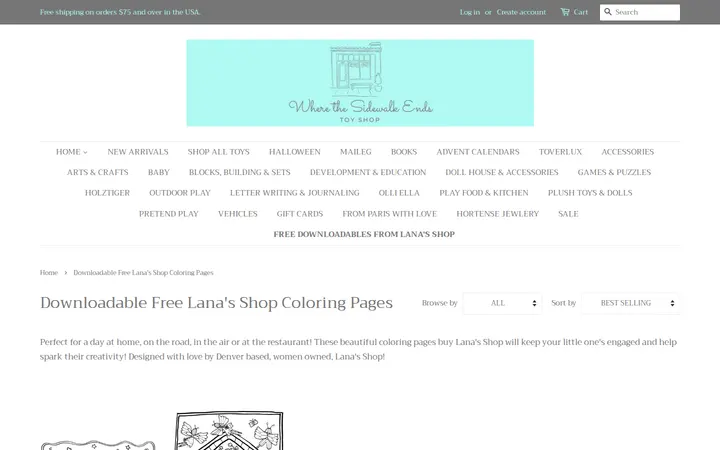 /collections/downloadable-free-lanas-shop-coloring-pages — Where The Sidewalk Ends Toy Shop
