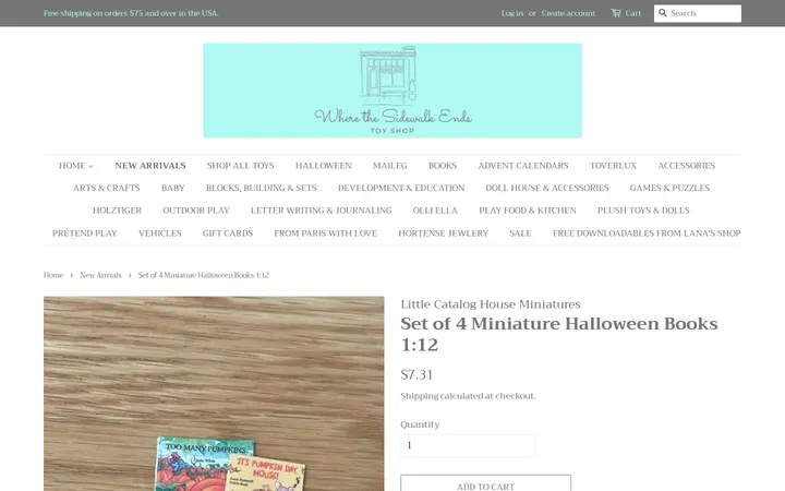 /collections/new-arrivals/products/set-of-4-miniature-halloween-books-1-12 — Where The Sidewalk Ends Toy Shop