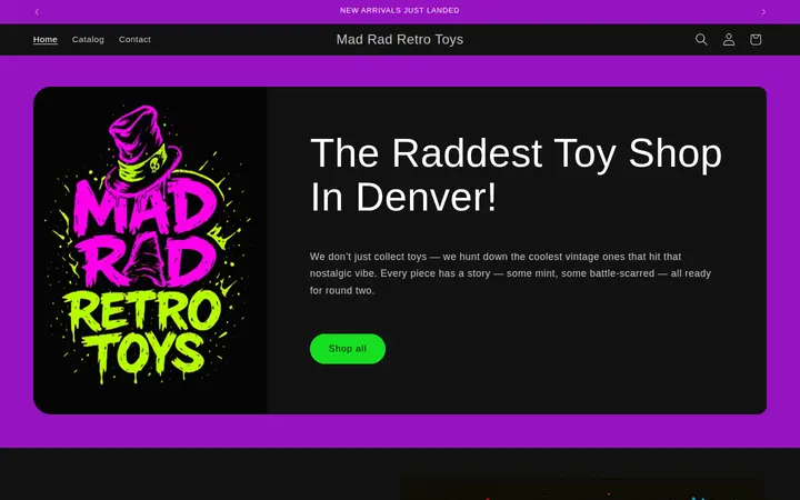 Website of Mad Rad Retro Toys