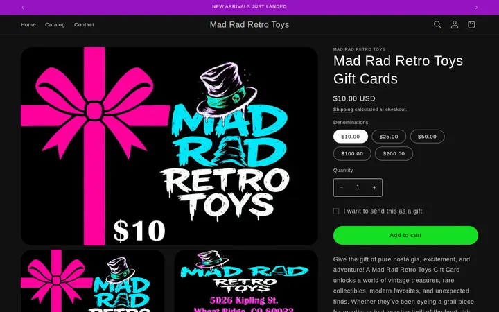 /products/mad-rad-gift-cards — Mad Rad Retro Toys