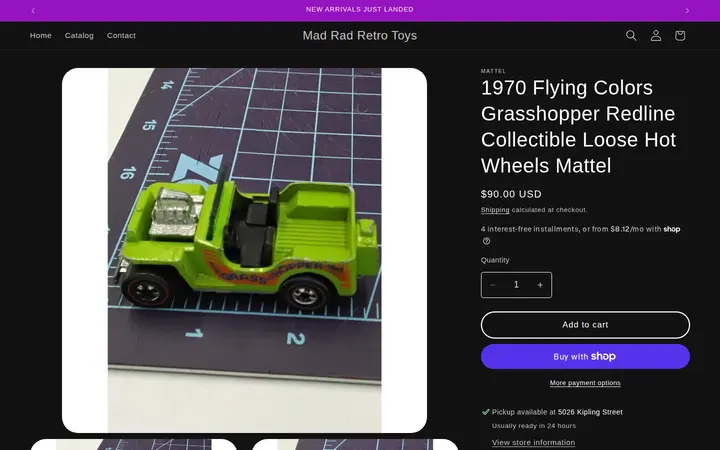 /products/1970-flying-colors-grasshopper-redline-collectible-loose-hot-wheels-mattel — Mad Rad Retro Toys