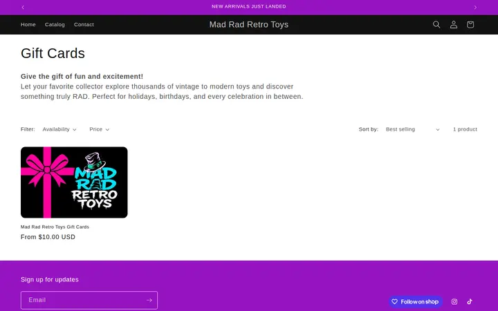 /collections/gift-cards-digital-assets — Mad Rad Retro Toys