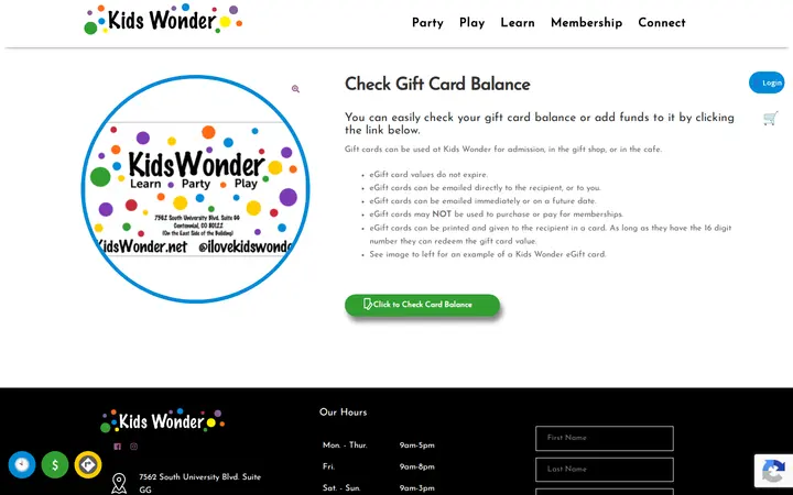/product/check-gift-card-balance — Kids Wonder