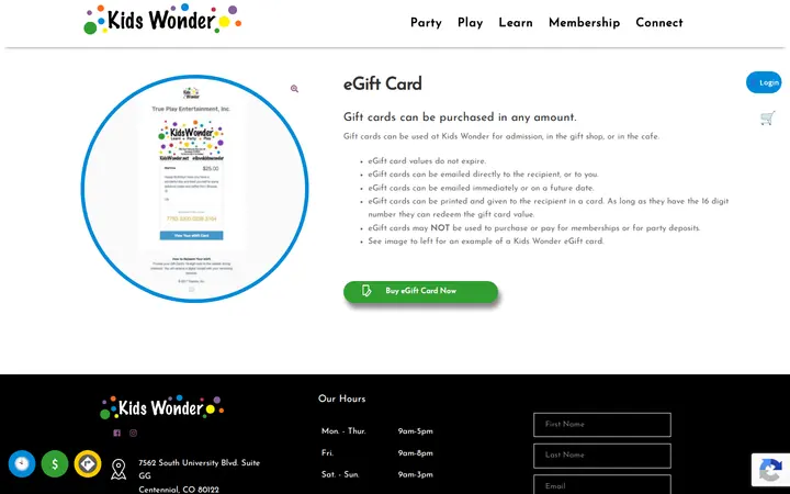 /product/egift-card — Kids Wonder