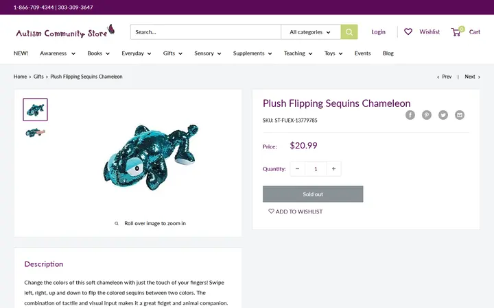 /collections/gifts/products/plush-flipping-sequins-chameleon — Autism Community Store