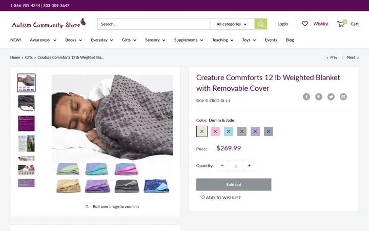 /collections/gifts/products/creature-commforts-12-lb-weighted-blanket-with-removable-cover — Autism Community Store