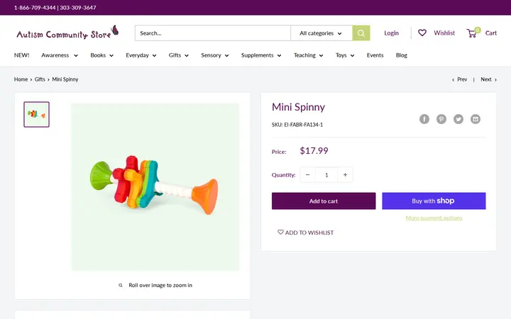/collections/gifts/products/mini-spinny — Autism Community Store