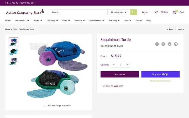 /collections/gifts/products/sequinimals-turtle — Autism Community Store