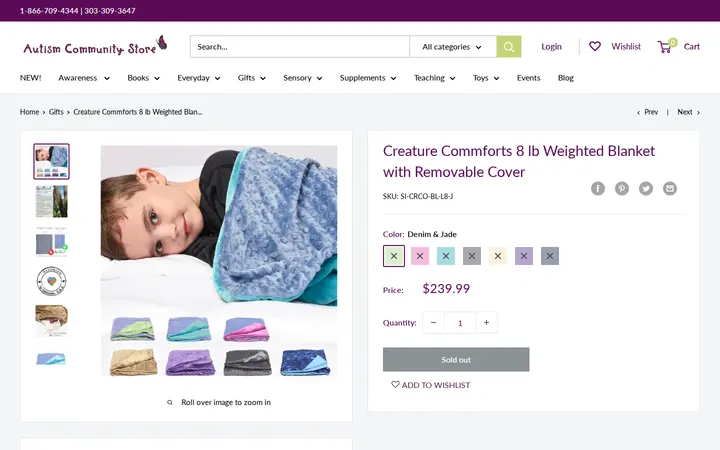 /collections/gifts/products/creature-commforts-8-lb-weighted-blanket-with-removable-cover — Autism Community Store