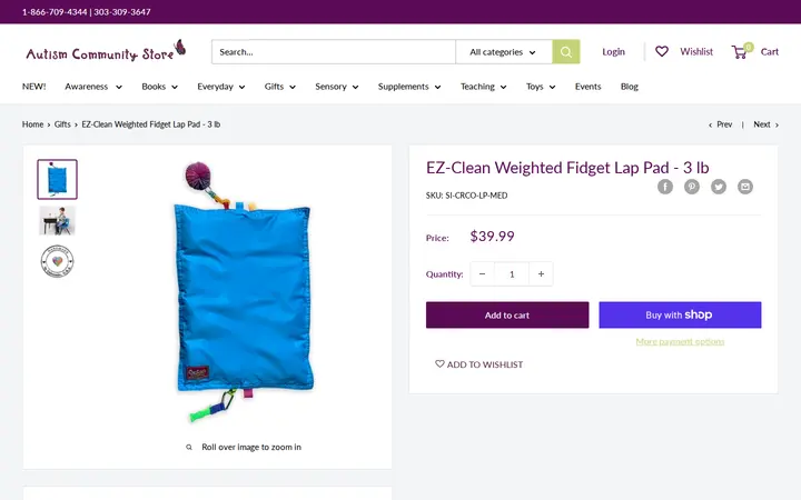 /collections/gifts/products/ez-clean-weighted-fidget-lap-pad-3-lb — Autism Community Store