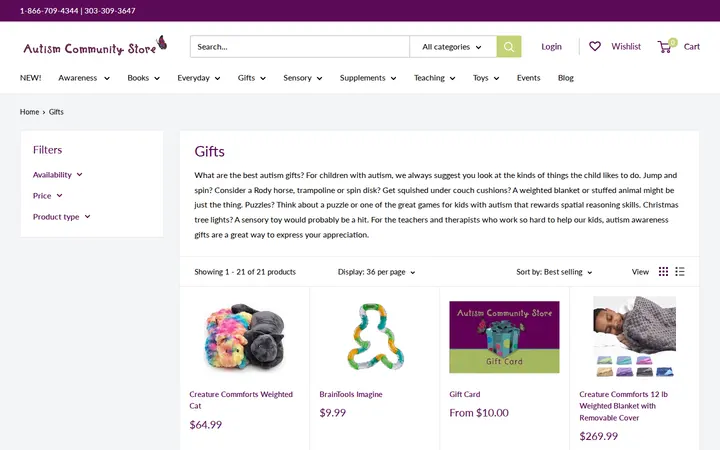 /collections/gifts — Autism Community Store