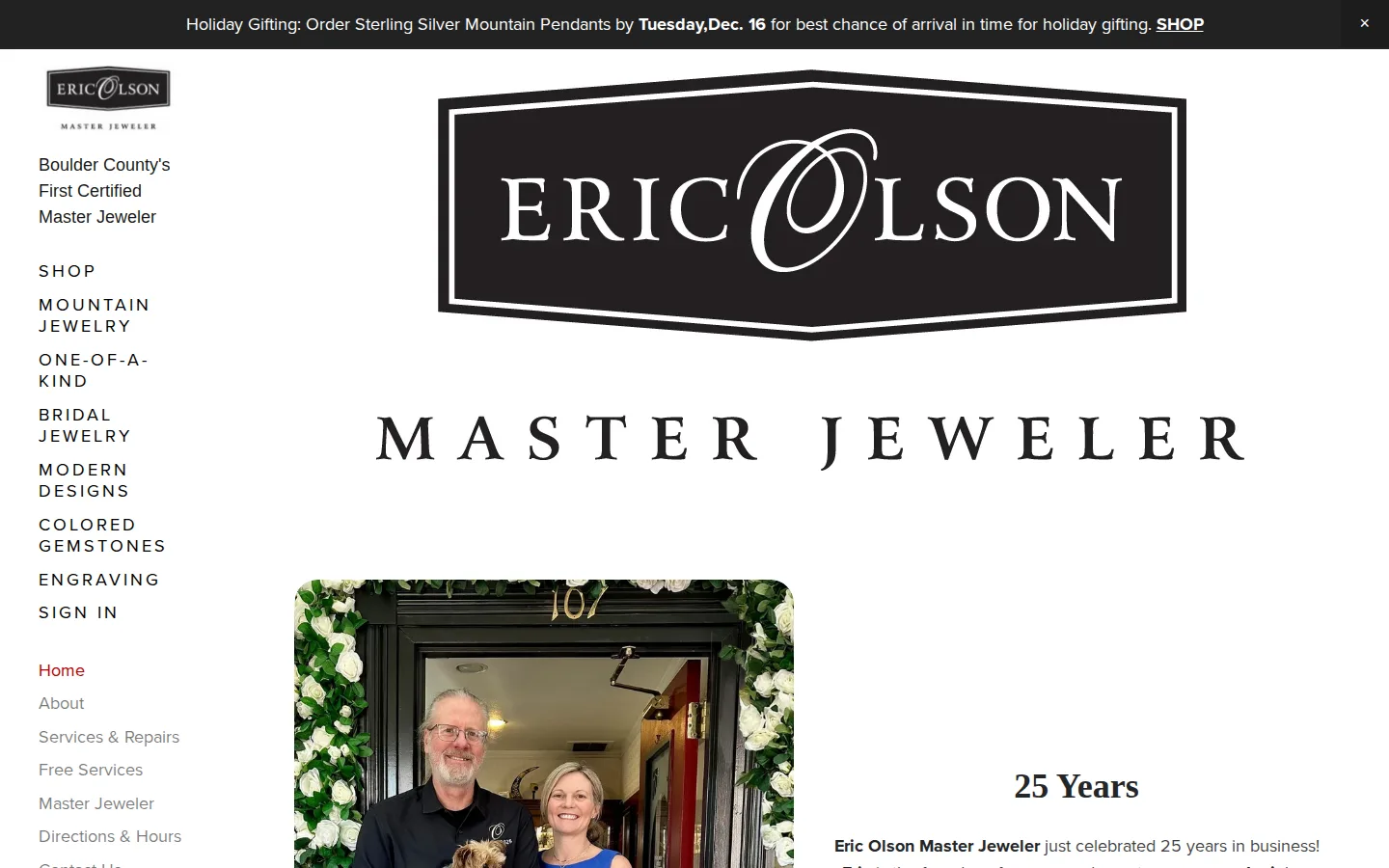 Captured website of Eric Olson Master Jeweler
