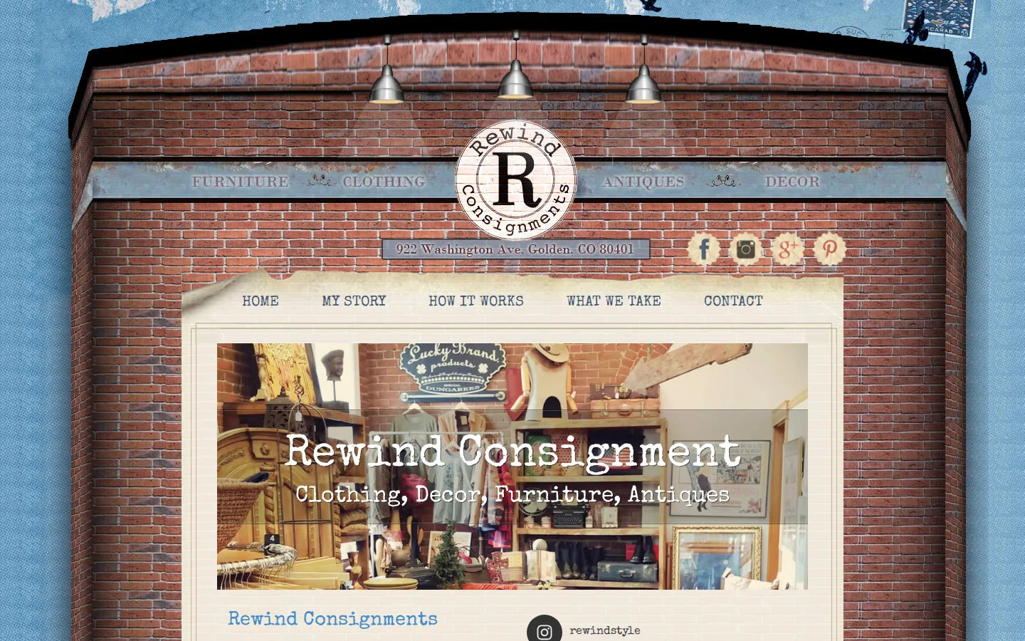 Captured website of Rewind Consignments