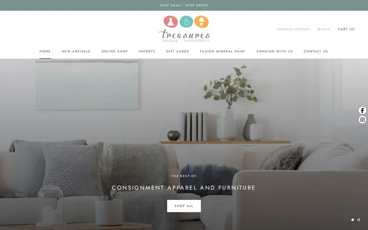 Website of Treasures Upscale Consignment