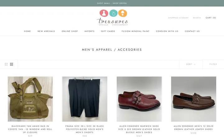 /collections/mens-apparel-accesories — Treasures Upscale Consignment