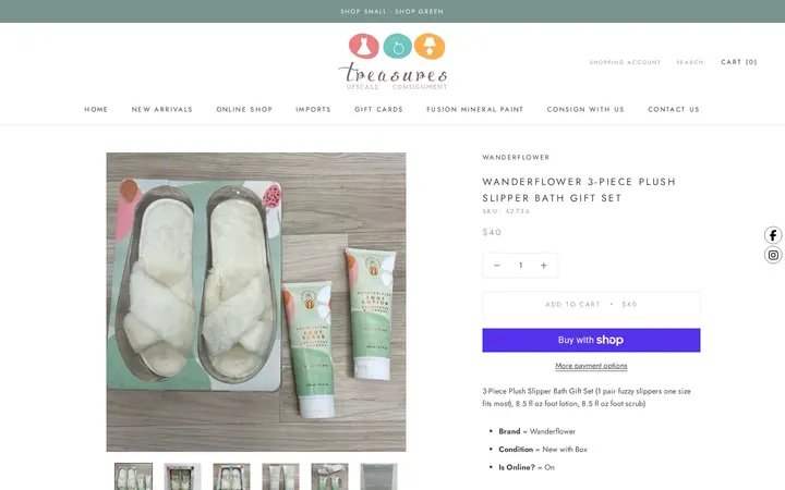 /collections/gifts-1/products/wanderflower-3-piece-plush-slipper-bath-gift-set — Treasures Upscale Consignment