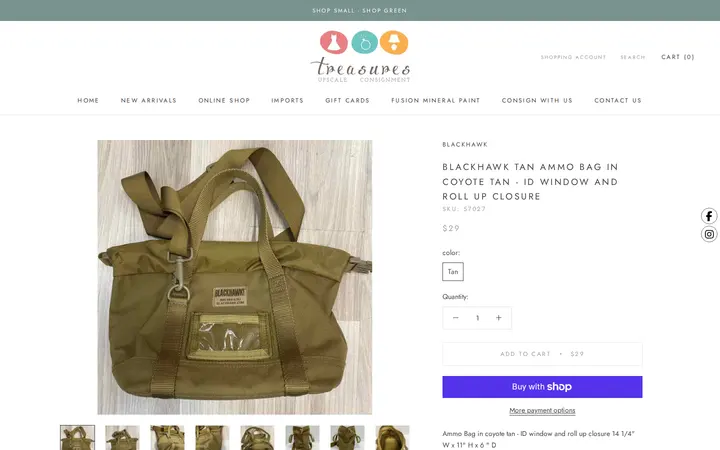 /collections/mens-apparel-accesories/products/blackhawk-tan-ammo-bag-in-coyote-tan-id-window-and-roll-up-closure — Treasures Upscale Consignment
