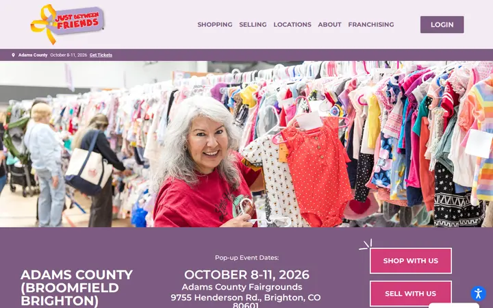 Website of Just Between Friends Adams County (Consignment Events in Feb & Oct)