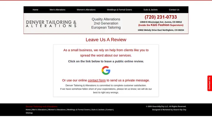 /leave-a-review.php — Denver Tailoring and Alterations