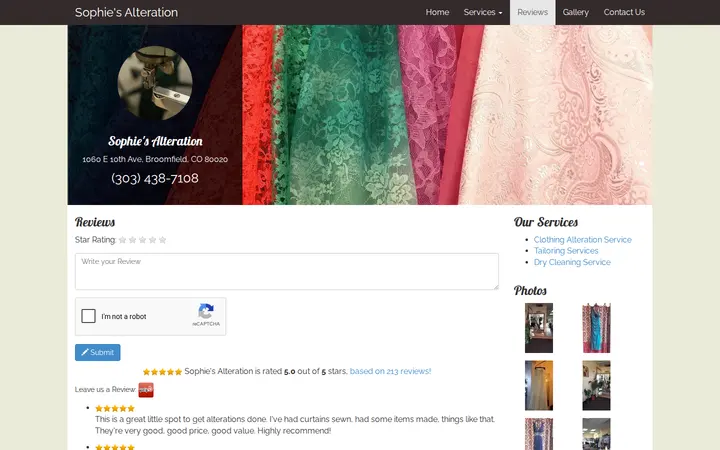 /reviews — Sophie's Alteration