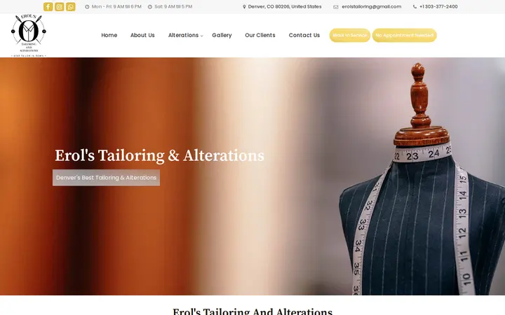Website of EROL'S TAILORING AND ALTERATIONS