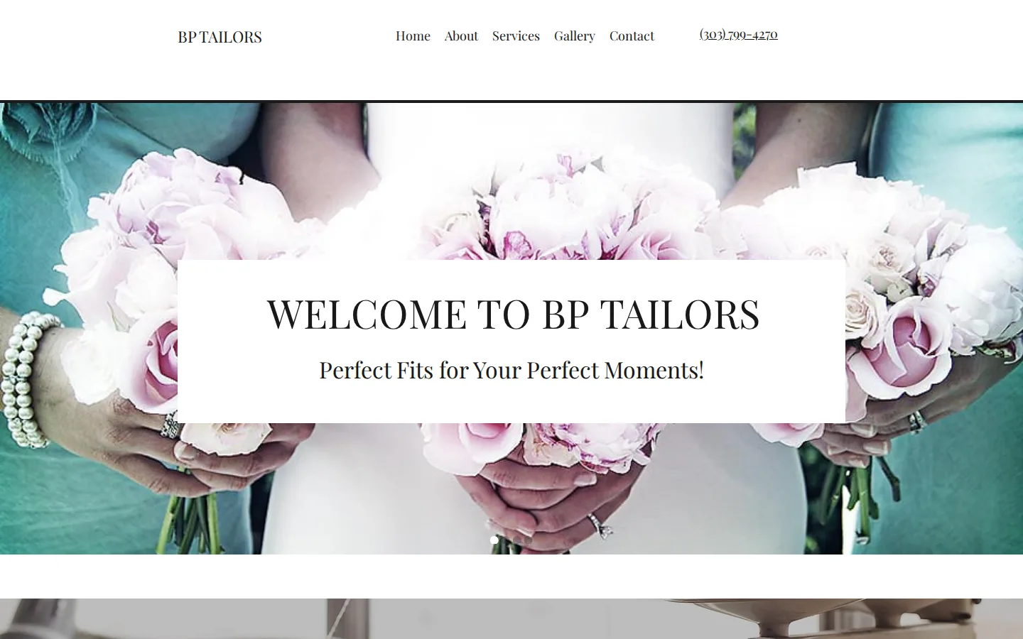 Captured website of BP Tailors