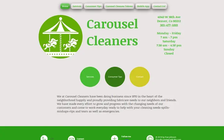 Website of Carousel Cleaners
