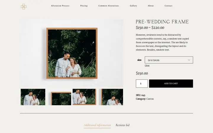 /product/pre-wedding-frame — Anne Thomas Couture