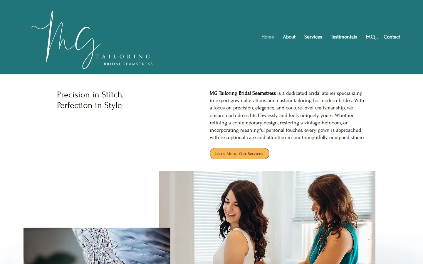 Captured website of MG Tailoring Bridal Seamstress