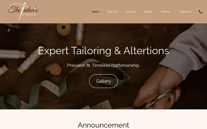 Website of The Tailor’s Studio