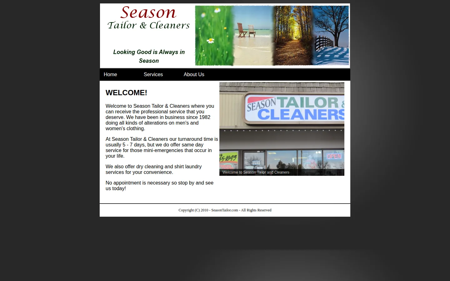 Captured website of Season Tailors & Alterations