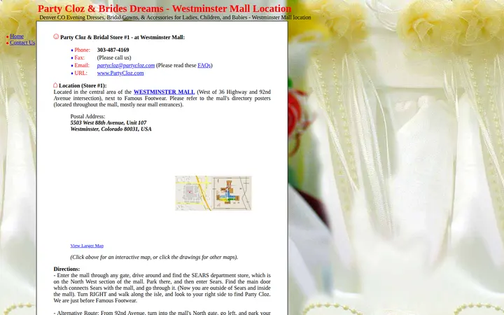 /Contact_WestminsterMallLocation.html — Party Cloz & Bridal