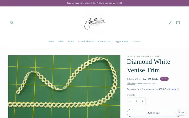 /products/diamond-white-venise-trim-2 — Allyn's Fabric and Bridal