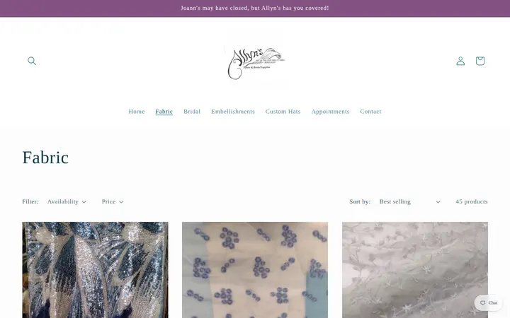 /collections/fabric — Allyn's Fabric and Bridal