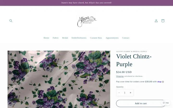 /products/violet-chintz-mauve — Allyn's Fabric and Bridal