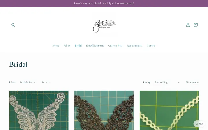/collections/bridal — Allyn's Fabric and Bridal