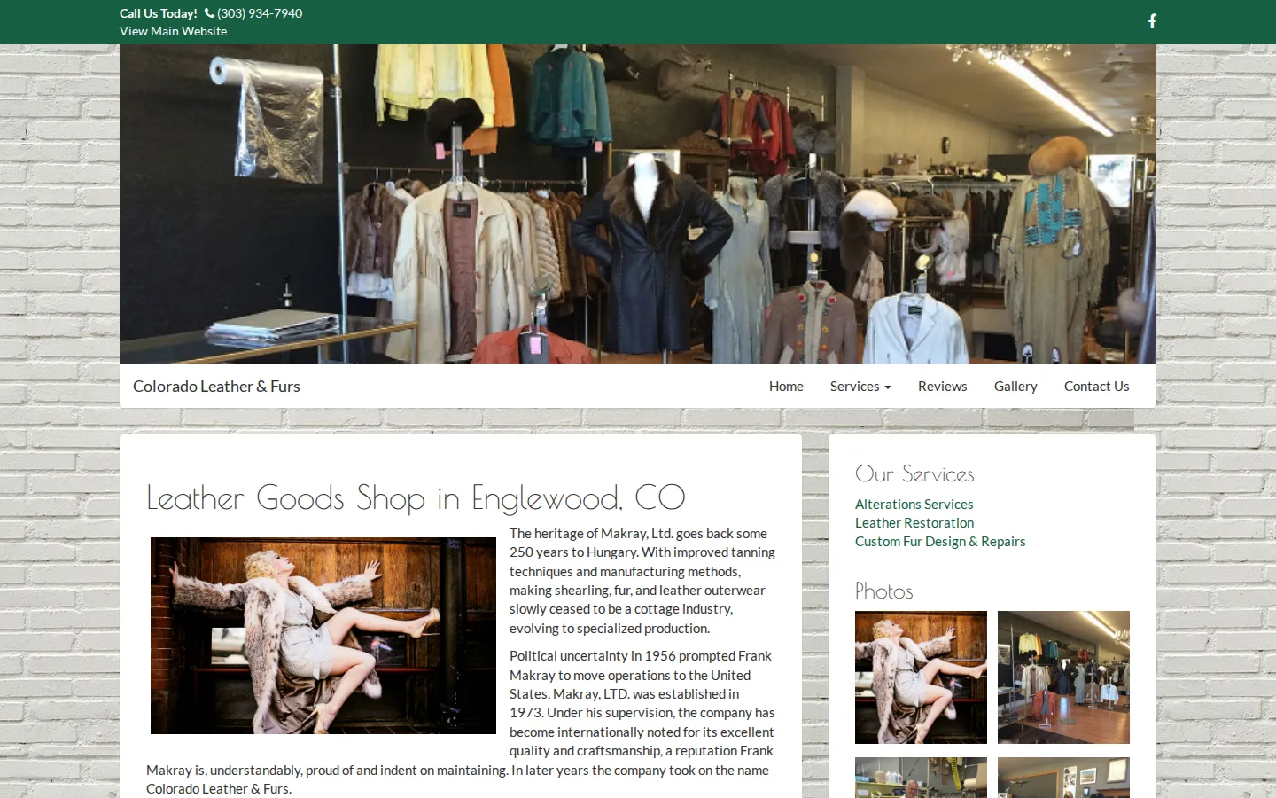 Captured website of Colorado Leather & Furs