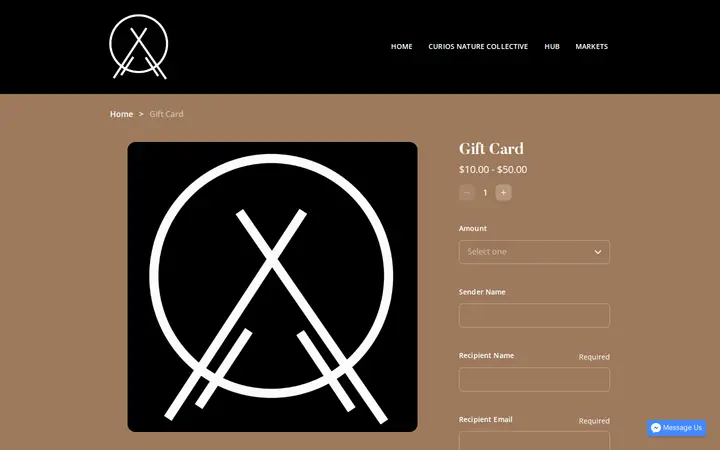 /product/gift-card/16 — Curios Nature & Co