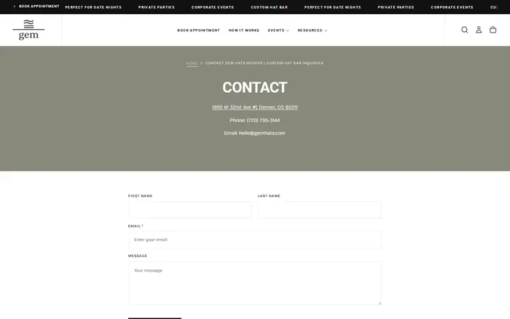 /pages/contact — Gem Hats